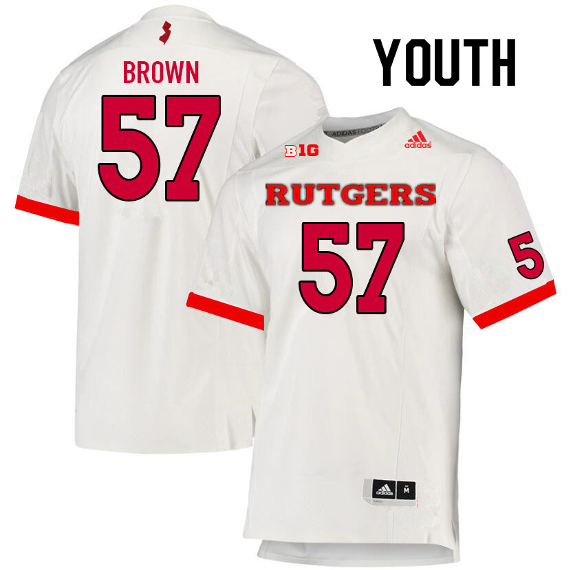 Youth #57 Ireland Brown Rutgers Scarlet Knights College Football Jerseys Sale-White - Click Image to Close